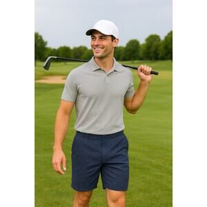 NWT Ben Sherman Men's Golf Shorts, Size M, Cotton, Blue Printed, Pocket, Stretch